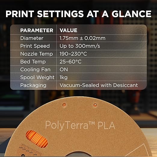 Polymaker Matte PLA Filament Sunrise Orange 1.75mm 1kg 3D Printing Filament, PolyTerra 3D Printer PLA Filament - Image 6