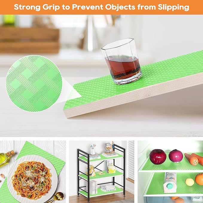 Green Fridge Liner Shelf Liners for Kitchen Cabinet Refrigerator Liners Waterproof & Oil-Proof Kitchen Cupboard Liner Non Adhesive Drawer Mats EVA Material for Shelves 17.5 x 393.7 Inches - Image 7
