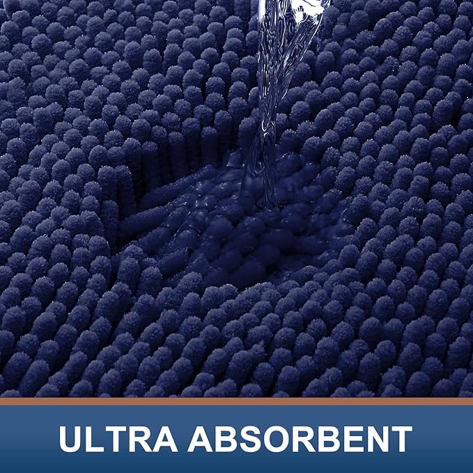 Smiry Luxury Chenille Bathroom Rugs 36x24, Extra Soft and Absorbent Shaggy Bath Mat, Machine Washable, Non-Slip Plush Carpet Runner for Tub, Shower, and Floor, Home Decor Accessories, Navy Blue - Image 4