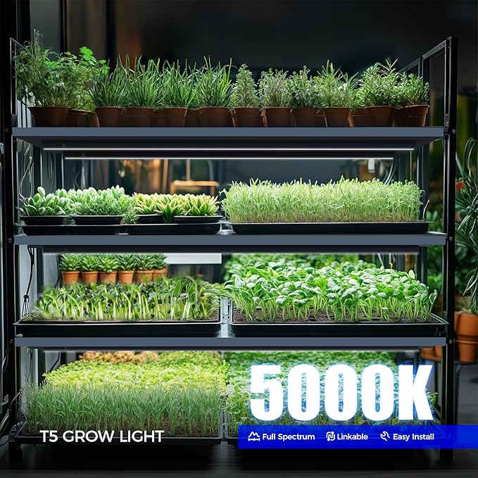 Barrina T5 Plant Lights for Indoor Growing, 3FT 128W (8 X 16W) Led Grow Light with Magnetic Design, Full Spectrum Grow Light Strip with Black Cover, Plug and Play, 5000K, 8 Packs - Image 3