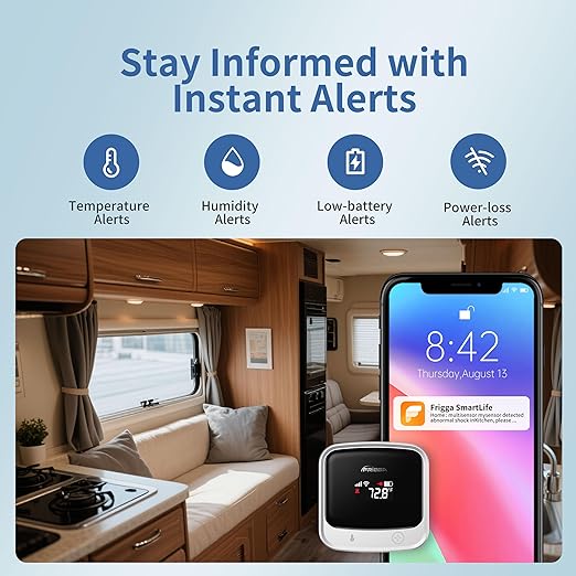 Frigga 4G Cellular & WiFi Temperature Humidity Monitor, 2 Years Subscription Included, Remote Temperature Sensor with App, Email, Voice Alerts for RV, Pets Safety, Vacation Home Monitoring, S0 - Image 4