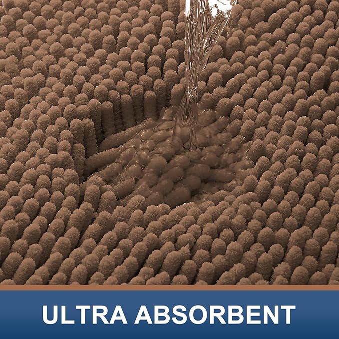 Smiry Luxury Chenille Bathroom Rugs 30x20, Extra Soft and Absorbent Shaggy Bath Mat, Machine Washable, Non-Slip Plush Carpet Runner for Tub, Shower, and Floor, Home Decor Accessories, Mocha - Image 4