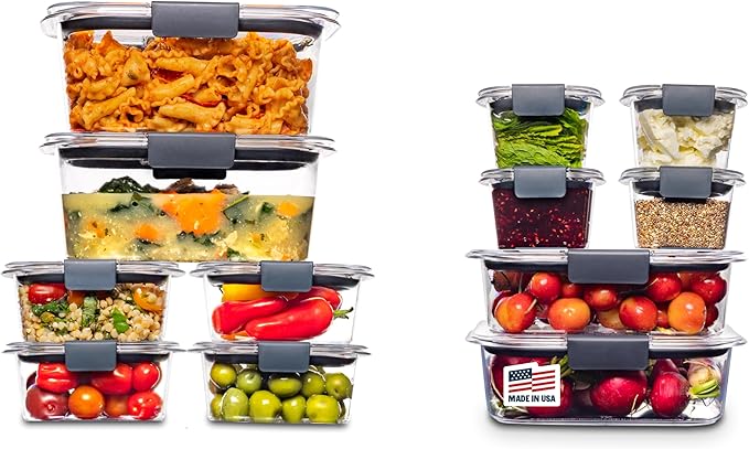 Rubbermaid Brilliance BPA-Free Airtight Food Storage Containers, 24-Piece Set, Easy for Meal Prep, Lunch & Leftovers by Rubbermaid