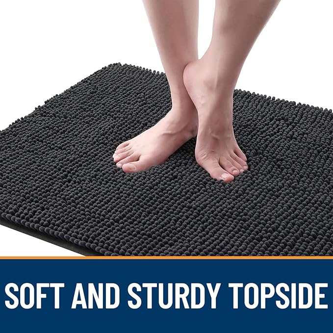 OLANLY Dog Door Mat for Muddy Paws 47x20, Absorbs Moisture and Dirt, Absorbent Non-Slip Washable Doormat, Quick Dry Chenille Mud Mat for Dogs, Entry Indoor Entryway Carpet for Inside Floor, Dark Grey - Image 4