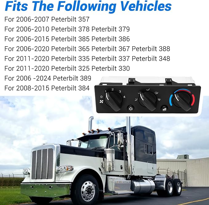 Q21-6012 AC Climate Control Module Compatible with Peterbilt 325 330 335 337 348 357 365 367 378 379 384 385 386 388 389 Trucks A/C Control Panel, Q216012 HVAC Air Temperature Controller Switch Unit - Image 4