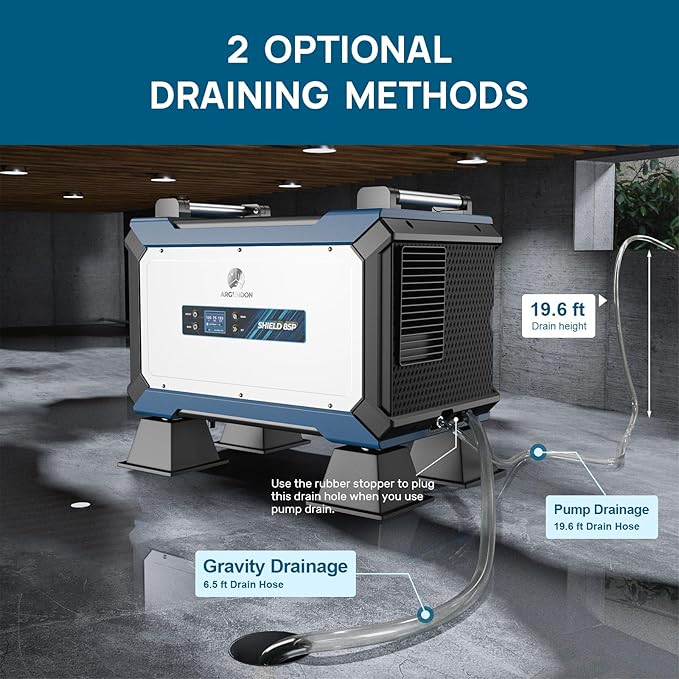 ARGENDON 180 Pints Commercial Dehumidifier with Pump for Crawl Space, Industry Water Damage Unit for up to 2,300 sq ft Large Space, Job Sites, Basement, Auto Defrost, 5 Years Limited Warranty - Image 4