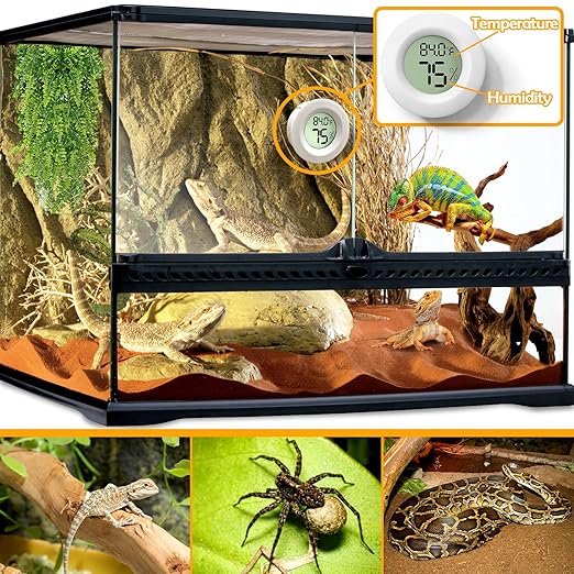 2 PCS White Reptile Thermometer and Humidity Gauge for Bearded Dragon Tank Accessories, Reptile Tank Accessories for Jumping Spider, Leopard Gecko, Hermit Crab, Gecko, Ball Python, Lizard - Image 2
