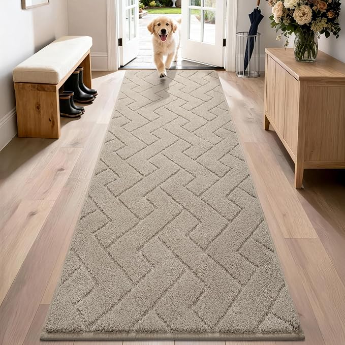 PURRUGS Dirt Trapping Door Mat 24" x 84", Non-Slip Machine Washable Entry Rug, Dog Doormat, Indoor Front Door Mat, Super Absorbent Entryway Rug for Muddy Shoes & Paws, Taupe by PURRUGS