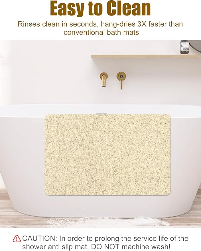 Extra Large Shower Mat, Yonala 31.5 x 47.2 Inch Non Slip Shower Mats for Inside Shower/Bathroom, Soft PVC Loofah Shower Floor Mat, Quick Drying, Easy Clean - Image 6