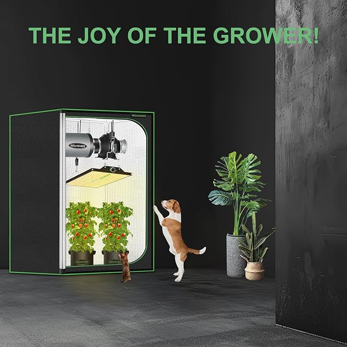 MELONFARM 2x2 Grow Tent, 24"x24"x48" Double Transparent Viewing Door Indoor Grow Tent, Growing Tent with High Reflective Mylar & Floor Tray, Plant Tent for Indoor Hydroponics Growing - Image 7