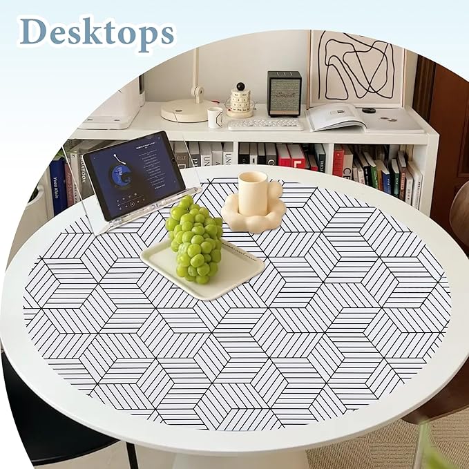 Shelf Liners for Kitchen Cabinets Non Adhesive Shelf Liner Paper Non-Slip Thickened Drawer Liner Easy to Clean for Tool Box Refrigerator with Knife and Tape Measure, Black Geometric, 17.3 x 236.2 in - Image 7