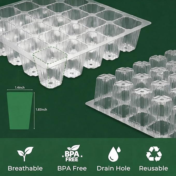 Gardzen 5 Pack BPA Free Seed Starter Tray Kit, 40 Cell Reusable Seedling Trays with Humidity Vented Domes and Base - Image 7