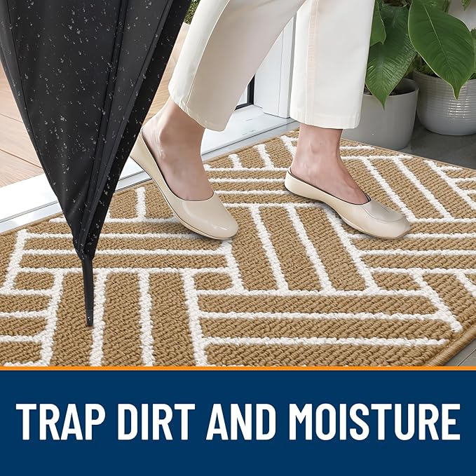 OLANLY Indoor Door Mat, 48x32 Inch, Dirt Resistant and Absorbent, Non-Slip Rubber Backing Floor Mats, Easy Clean Low-Profile Doormat for Entryway, Front Door, and Inside Entrance, Beige - Image 2