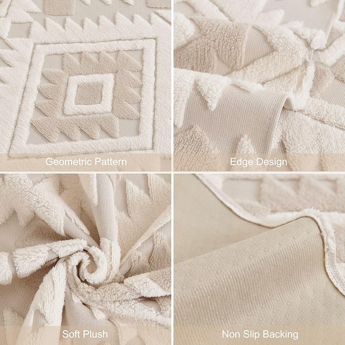 Boho Plush Couch Covers for Sofa Washable, Fuzzy Soft Couch Cover for Sectional Sofa, Non Slip Jacquard Sofa Cover Furniture Protector for Kids, Pets (Light Coffee,36"x70") - Image 8