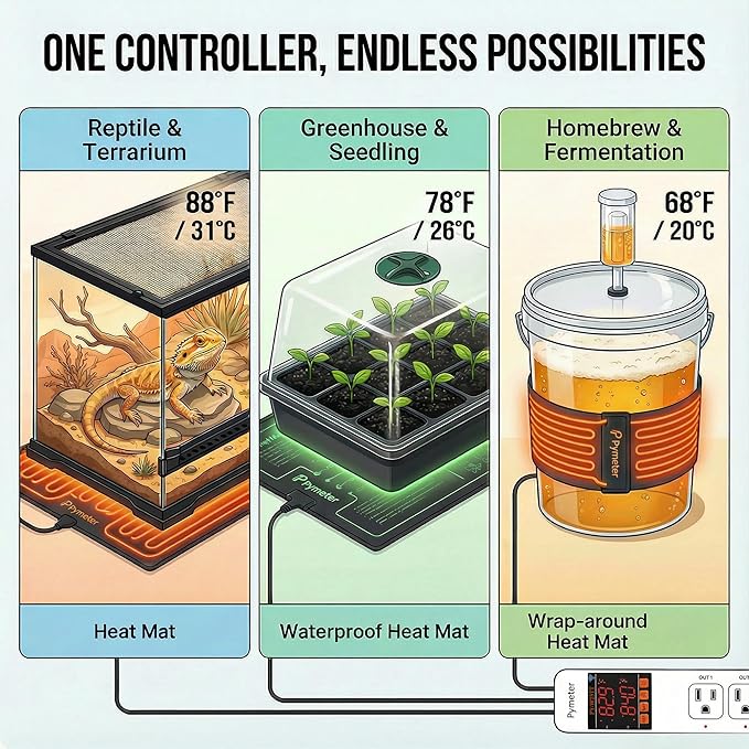 WiFi Temperature Controller with Dual Probes, Smart Digital Thermostat with Two Outlets for Reptile Heat Mat, Greenhouse Seedlings, Homebrew Fermentation, Cooling Fan, Remote App Control - Image 5