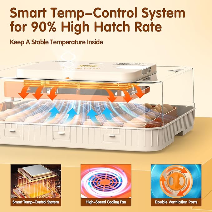 56 Eggs Incubators for Hatching Eggs - Automatic Egg Turner with Temperature and Humidity Control, Egg Candler, Incubator for Hatching Chicken, Duck, Goose, Pigeon, Quail, Parrot Eggs - Image 2