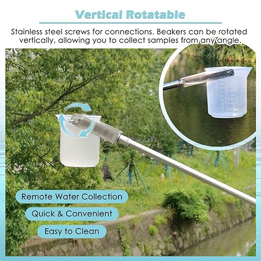 Retractable Water Sampler Set - Stainless Steel Rods & Pendulum Sampler Ladle 500 1000 ML, Industrial Water Quality Test Sampling Collector, for Environmental Monitoring(PVC 1000ml,L 0.6m-1.5m/2ft-4.9 - Image 5