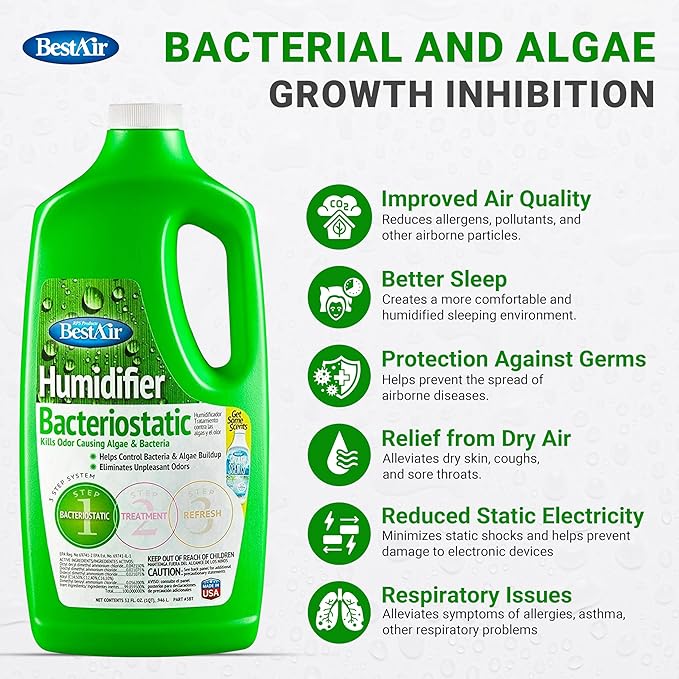 Bacteriostatic Humidifier Water Treatment – Comprehensive Humidifier Cleaning Solution – Universal Humidifier Water Additive – Odorless Humidifier Descaler Solution – Effective Treatment (1 pack) - Image 3