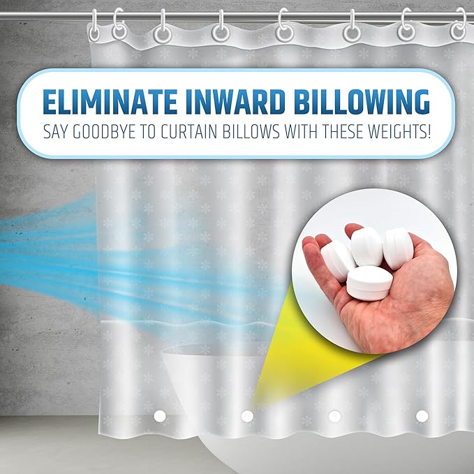 Powerful Anti-Billowing Magnetic Shower Curtain Weights for Splash-Free Bath Experience - 360° Silicone Wrapped - Will Never Rust - Heavy Magnets Prevent Curtain Liners from Blowing | 8 Pairs | White - Image 2