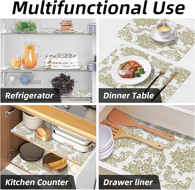 12 x 360 Inch Gold Shelf Liner for Kitchen Cabinets Non Adhesive Kitchen Drawer Liner, Waterproof Shelf Liner Durable Anti-Slip for Kitchen Cabinets Shelf Liner - Image 9