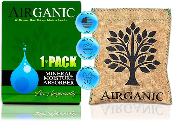 Natural Moisture Absorber Dehumidifier Bags (1-Pack) – Plant & Mineral Desiccant Pouches for Closet, Car, Gun Safe, RV, Bathroom – Reusable Mini Humidity & Odor Control by Airganic