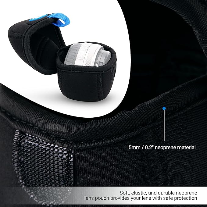 JJC Water Resistant Neoprene Camera Lens Pouch Case, Fold-Over Lens Bag for Mirrorless Lenses Up to 2.4 x 1.6 (D X H) for Canon EF-M 22mm f/2, Sony E PZ 16-50mm f/3.5-5.6, Fujifilm XF27 f/2.8 etc. - Image 3