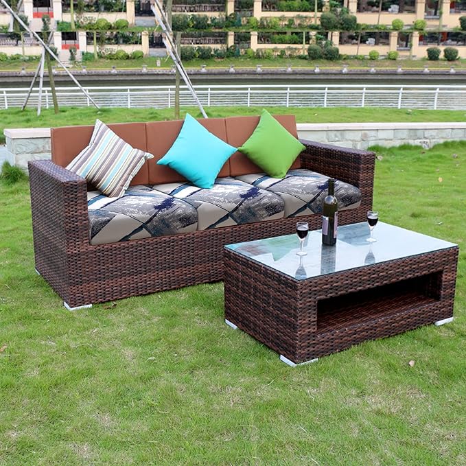 Fuloon Sofa Cushion Covers, Stretch Printed Seat Cushion Cover Couch Seat Slipcovers Washable Furniture Protector for Armchair Loveseat Sofa (Blue, 3 PCS) - Image 2
