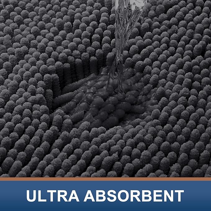 Smiry Luxury Chenille Bathroom Rugs 30x20, Extra Soft and Absorbent Shaggy Bath Mat, Machine Washable, Non-Slip Plush Carpet Runner for Tub, Shower, and Floor, Home Decor Accessories, Charcoal Grey - Image 4