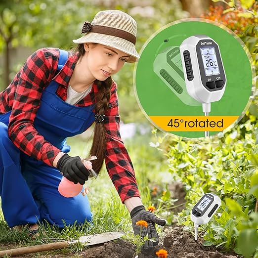4-in-1 Soil Moisture Meter, Digital Plant Temperature/Soil Moisture Test & PH Meter/Sunlight Intensity, Backlight LCD Display for Gardening, Farming and Outdoor Plants - Image 6