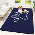 OLANLY Dog Door Mat for Muddy Paws 59x35, Paw Print Design, Absorbs Moisture and Dirt, Absorbent Non-Slip Washable Doormat, Quick Dry Chenille Mud Mat for Dogs, Entry Indoor Entryway Carpet, Navy Blue by OLANLY