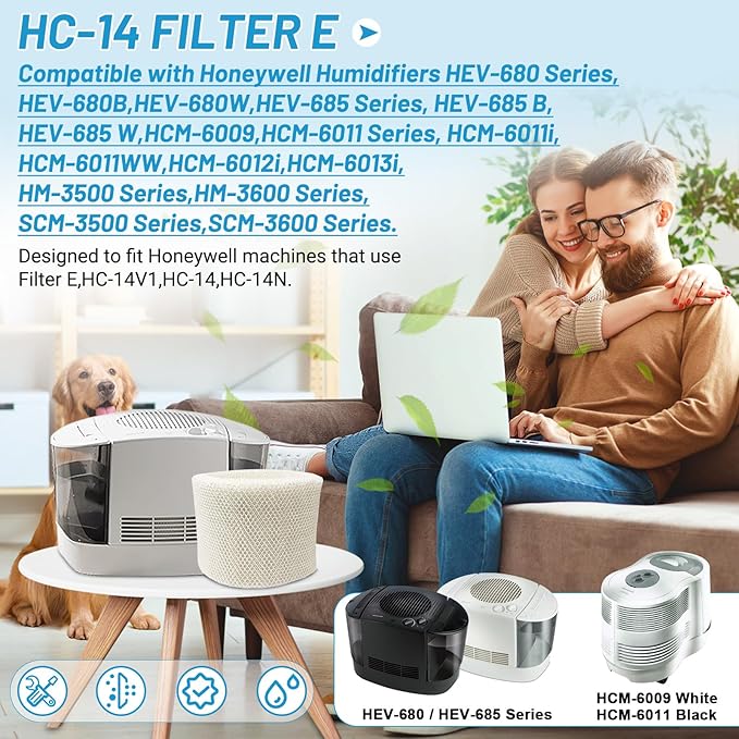 Lemige 3 Pack HC14 Filter E Replacement for Honeywell humidifier HC-14 Series HC-14V1 HC-14 HC-14N, Models HCM-6009 HCM-6011 HEV680 HEV685 Series - Image 2