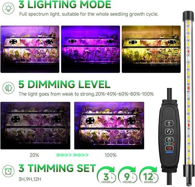 Seed Starter Trays with Grow Lights, Color Change Grow Lights for Seed Starting Kit, 3 Timming Set, Indoor Plant Growing Kit for Gardeners, Germination Trays Kits, Gardening Gifts - Image 2