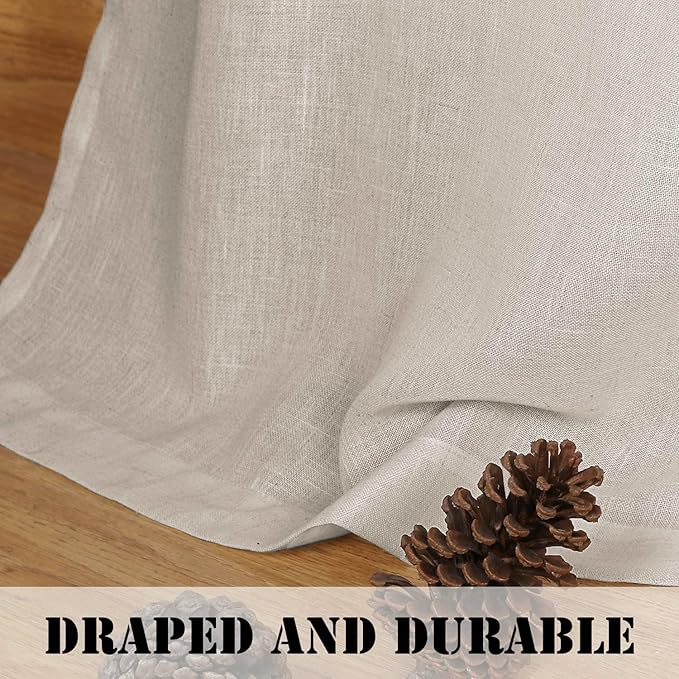 H.VERSAILTEX Angora Flax Linen Curtains 84 Inch Length for Bedroom 2 Panels Rod Pocket Light Filtering Canvas Cloth Look Semi Sheer Curtains for Living Room Dining Burlap Sand Beach Decor 52x84 - Image 6