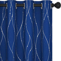 Deconovo Blackout Curtains, 52 x 108 Inch Drape for Sliding Door with Wave Dot Silver Print, Soundproof Thermal Insulated Window Curtain for Bedroom Living Room, Set of 2, Machine Washable, Royal Blue by Deconovo