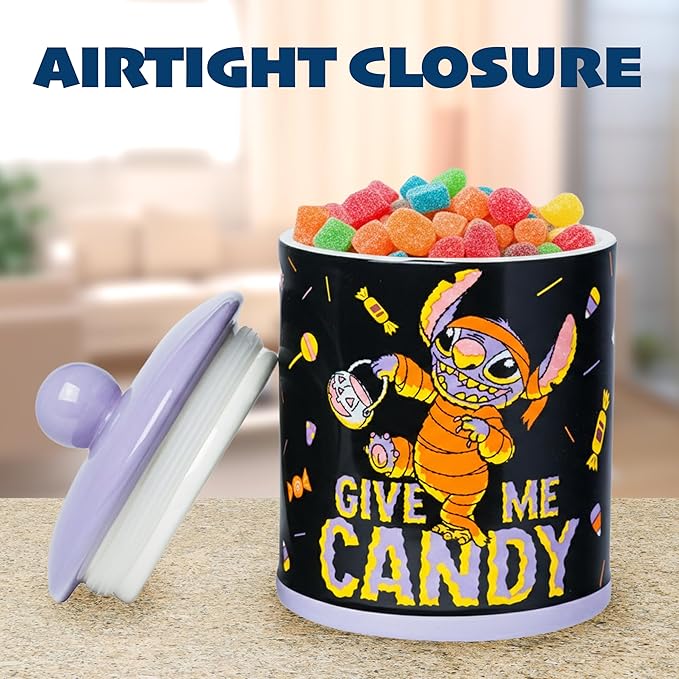 Silver Buffalo Disney Lilo and Stitch Halloween Mummy Give Me Candy Ceramic Cookie Snack Jar (Large) - Image 5