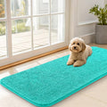 OLANLY Dog Door Mat for Muddy Paws 47x20, Absorbs Moisture and Dirt, Absorbent Non-Slip Washable Doormat, Quick Dry Chenille Mud Mat for Dogs, Entry Indoor Entryway Carpet for Inside Floor, Teal by OLANLY