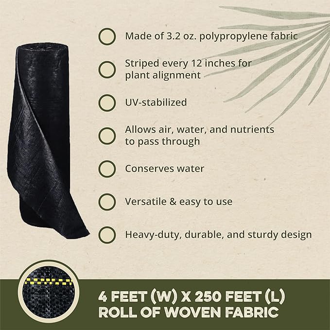 DeWitt 5-Pack Pro-5 Weed Barrier Fabric 5 oz, 4 x 250 Feet – Heavy-Duty Woven Landscape Ground Cover Mat for Raised Garden Bed, Greenhouse Gardening, Outdoor Landscaping, and Commercial Planting - Image 5