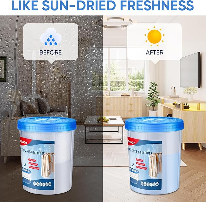 6 Pack Refillable Moisture Absorbers, 18OZ Humidity Absorber Bucket, Moisture Absorbers for Closet, Dehumidifier Bucket for Wardrobes、 Kitchens and Bathrooms, Fragrance Free Humidity Absorber - Image 5