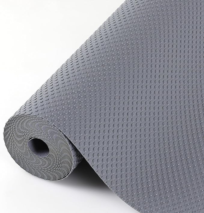 Hersvin Shelf Liners, 12in x 20ft Kitchen Drawer Mats, Non-Adhesive EVA Cupboard Protector, Cabinet Lining (Dark Gray/Dot) by Hersvin