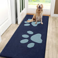 Smiry Dog Door Mat for Muddy Paws, Absorbs Moisture and Dirt, Low-Profile Entryway Mat with Non-Slip Backing, Entry Indoor Outdoor Doormat for Inside Floor (59x24 Inches, Dark Blue, Paw) by Smiry