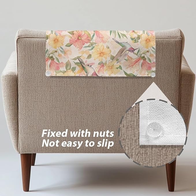 Hummingbird Lily Headrest Cover for Recliner Fabric Headrest Sofa Protector Wear Resistant Couch Protective Cover Machine Washable Cover for Theater Seat Loveseat Home Decor - Image 6