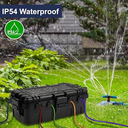 Medium Outdoor Electrical Box (11.6x5.2x4.1 inch), IP54 Waterproof Extension Cord Cover w/ 6 Cable Entry, Weatherproof Connection Box for Power Strip, Plug, Timer, Holiday Lights, Black - Image 2