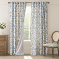 jinchan Lined Linen Floral Curtains for Living Room, 96 Inch Length Printed Flower Farmhouse Patterned French Country Back Tab Blue Window Drapes Set Privacy Bedroom Curtains, 2 Panels by JINCHAN