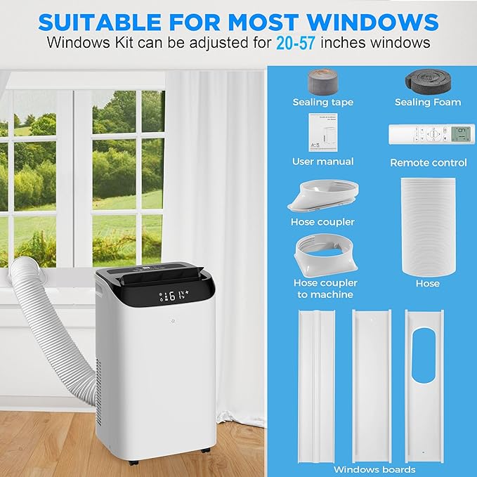 14000 BTU Portable Air Conditioners with Remote Control, 3-in-1 Free Standing Cooling AC Unit with Fan & Dehumidifier, Cools Room up to 700 sq.ft, Smart/Sleep Mode,3 Speed,Auto Swing,24H Timer - Image 9