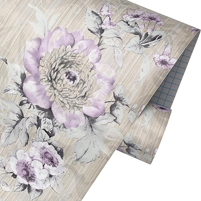 Yifely Vintage Purple Peony Self-Adhesive Kitchen Shelf Drawer Liner Moisture Proof PVC Mat 45x300cm by Unknown