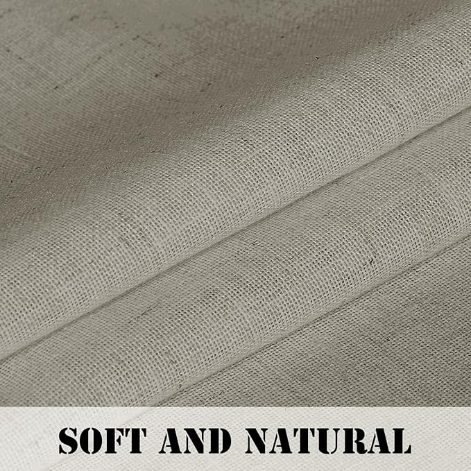 H.VERSAILTEX Linen Curtains Elegant Natural Linen Semi Sheer Curtains Energy Light Filtering Rod Pocket Window Treatments Panels for Living Room (Set of 2, Oatmeal, 52 inch W X 96 inch L) - Image 5