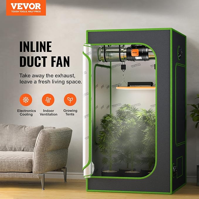 VEVOR Inline Duct Fan, 8-Inch 750 CFM with Variable Speed Controller, Quiet AC-Motor Ventilation Exhaust Fan for Cooling Booster, Grow Tents, Hydroponics - Image 2