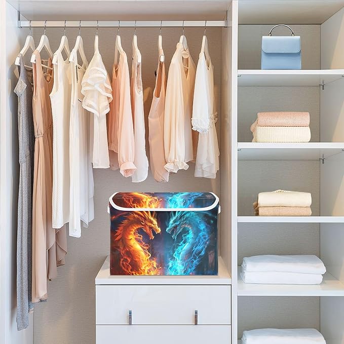 xigua Fire and Ice Dragon Storage Bins with Lids and Carrying Handle,Foldable Storage Boxes Organizer Containers Baskets Cube with Cover for Home Bedroom Closet Office - Image 6
