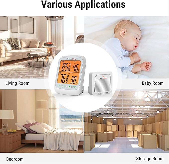 ThermoPro TP260B Indoor Outdoor Thermometer Wireless 1000ft/300m Range, Pro Accuracy Digital Hygrometer Humidity Meter with Remote Temperature Sensor, Inside Outside Thermometer for Home Patio Room - Image 9