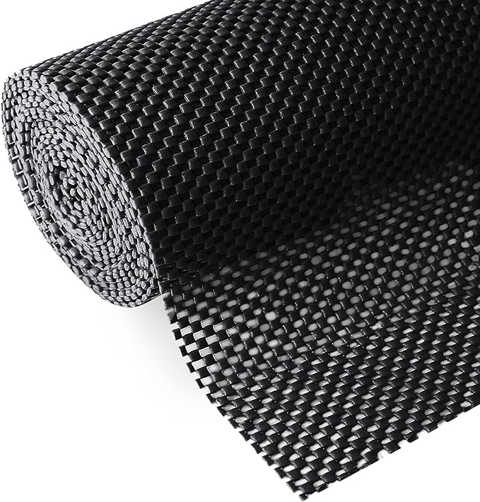 Shelf Liner, Non-Adhesive Roll Drawer Liners 12 Inches x 20 Feet for Drawers, Non Slip Grip Durable Strong Clean, for Cabinets, Kitchen, Storage, Desks, Kitchenware, Tableware, Black by Iwtmm